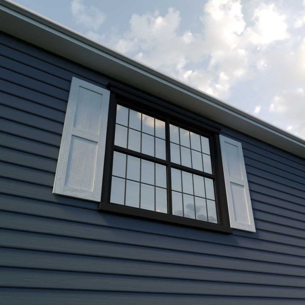 Rustic Two Equal Panel Flat Panel Sandblasted Faux Wood Shutters (Per Pair)