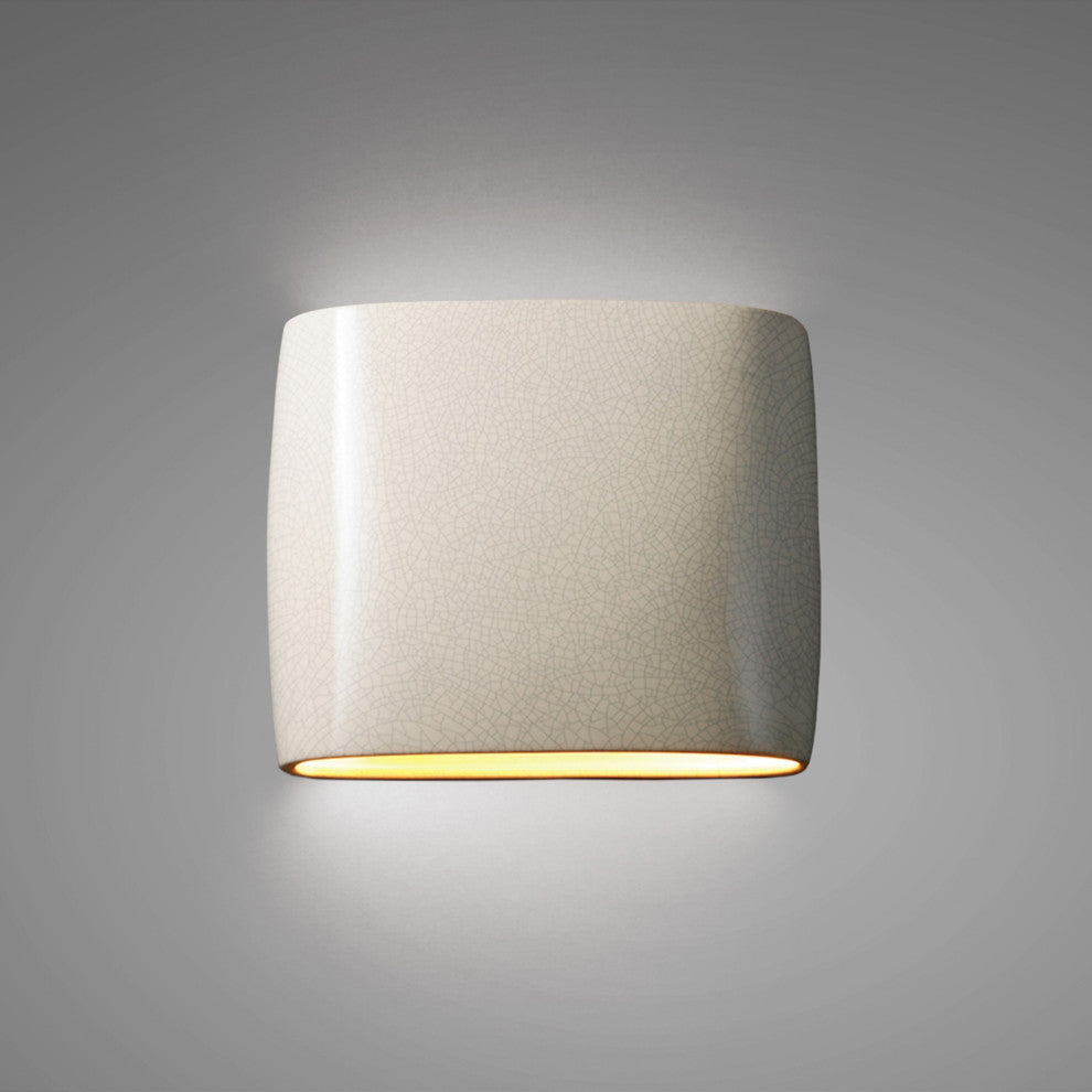 Ambiance ADA Outdoor Wide Oval Wall Sconce, White Crackle, LED