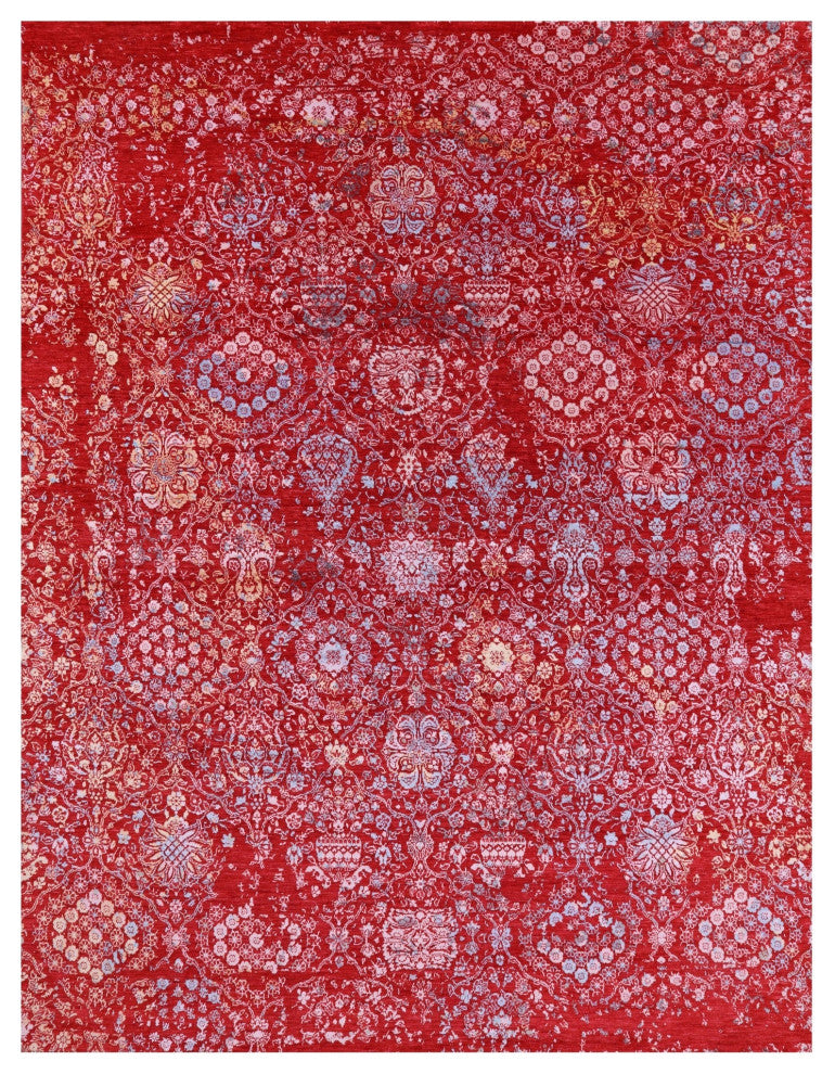 7' 10" X 10' 5" Wool & Silk Modern Handmade Rug - Q14899