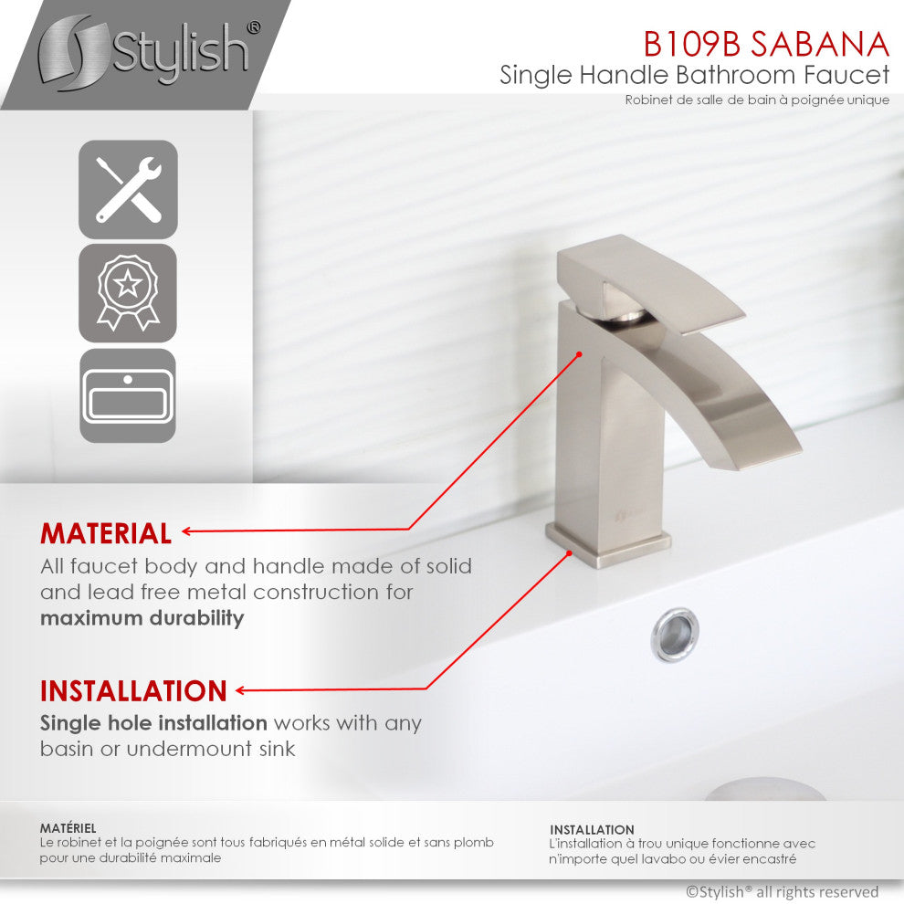 STYLISH Single Hole Bathroom Faucet, Brushed Nickel