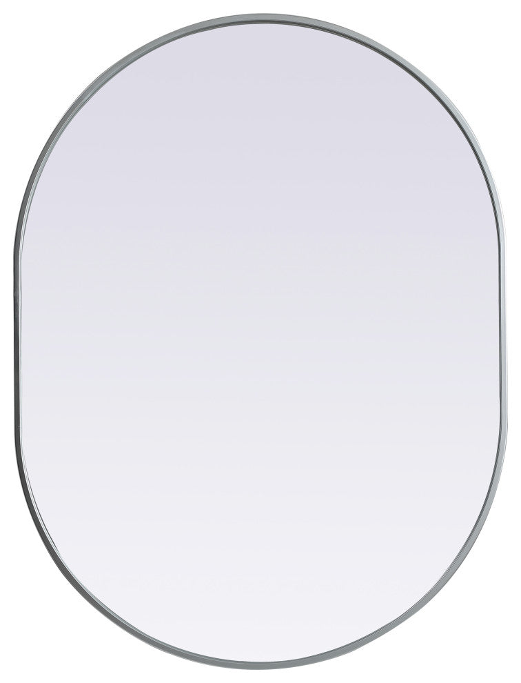 Metal Frame Oval Mirror 30X40 Inch, Silver