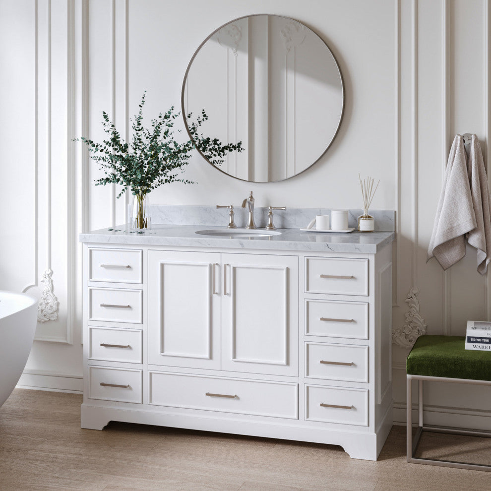 Ariel Stafford 54" Single Sink Bathroom Vanity Base, White