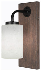 Oxbridge Wall Sconce, Matte Black & Painted Distressed Metal, 4" White Muslin