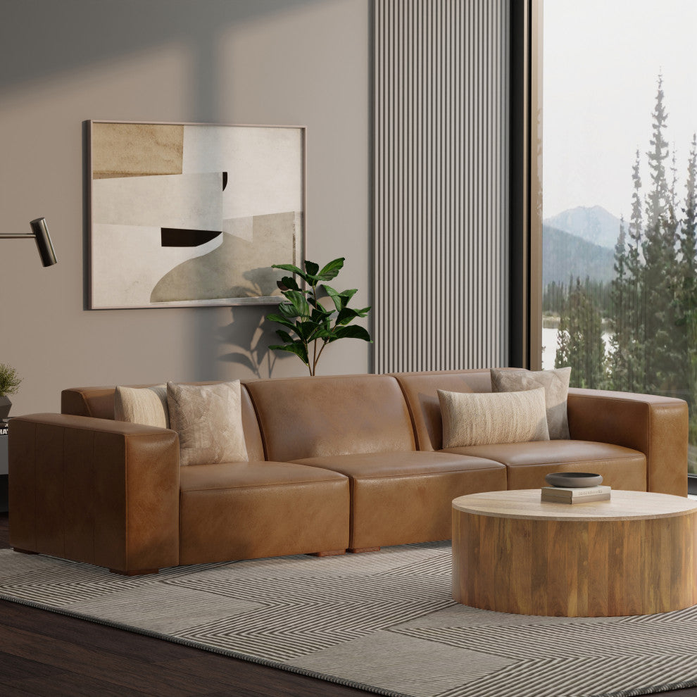 Rex Right-Arm Sofa Module in Genuine Leather