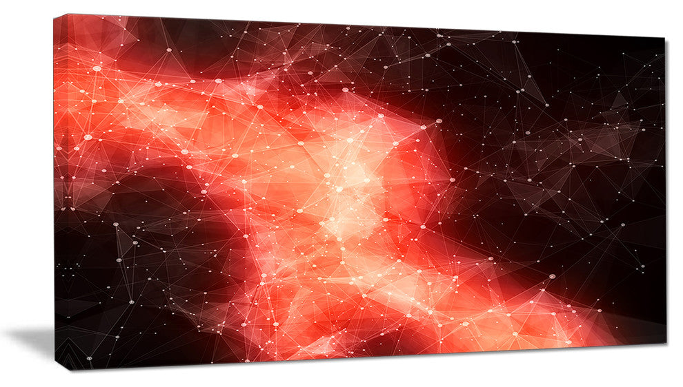 "Red Nebula in Cosmos" Abstract Art Canvas Print, 32"x16"