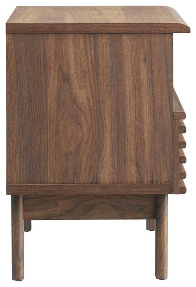 Modway Render Modern Particleboard Wood Nightstand - Walnut Finish