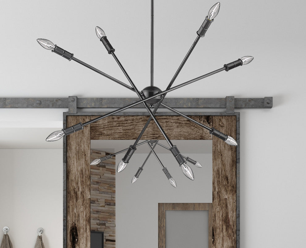 8 Light Sputnik Chandelier in Matte Black
