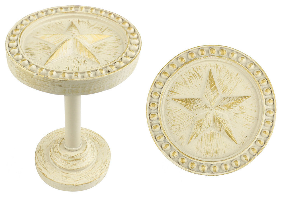 Urbanest Star Drapery Medallion, Gilded French White, Set of 2