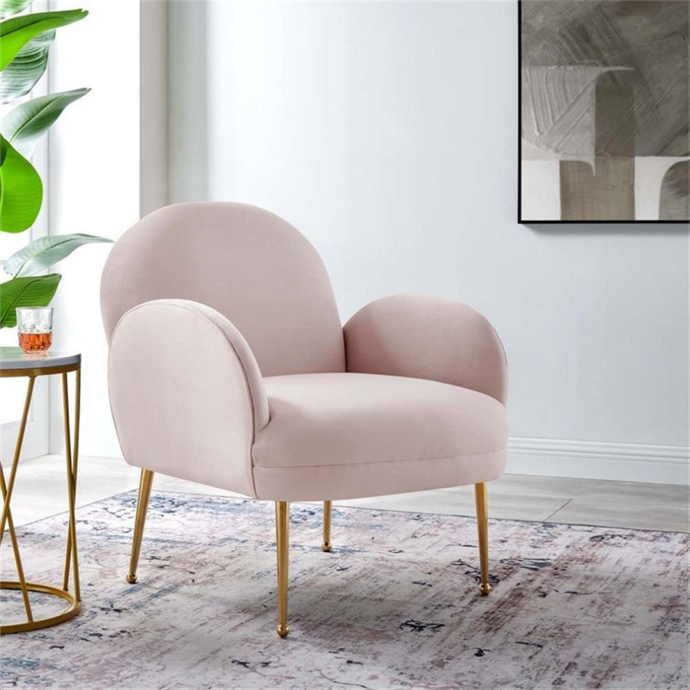 Transcend Performance Velvet Armchair, Pink