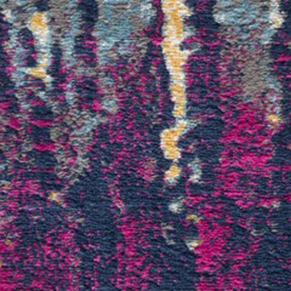 5'x7' Gray Ivory And Magenta Abstract Area Rug