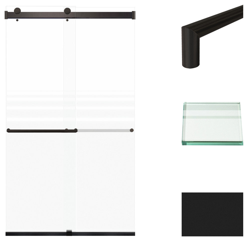 Transolid Brianna 48" W x 80" H Frameless Sliding Shower Door, Matte Black