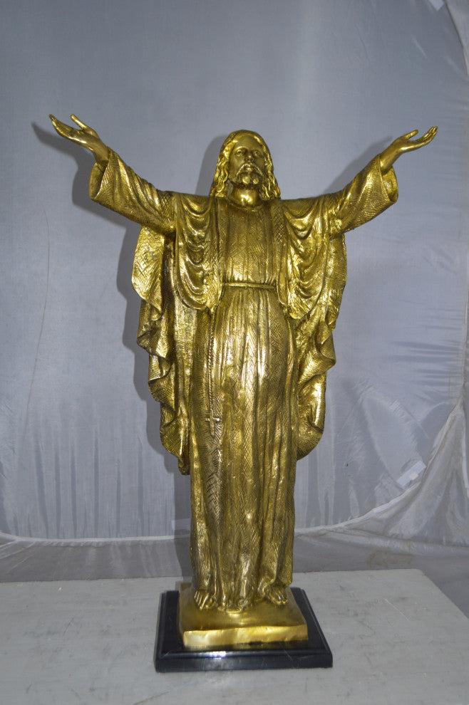 Jesus Opens His Hands Bronze Statue -  Size: 10"L x 21"W x 32"H.