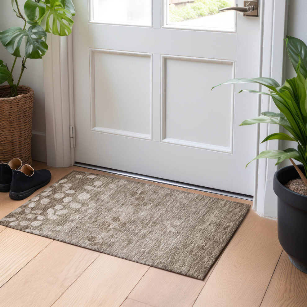 Machine Washable Indoor/Outdoor Chantille ACN1900 Taupe 1'8" x 2'6" Rug