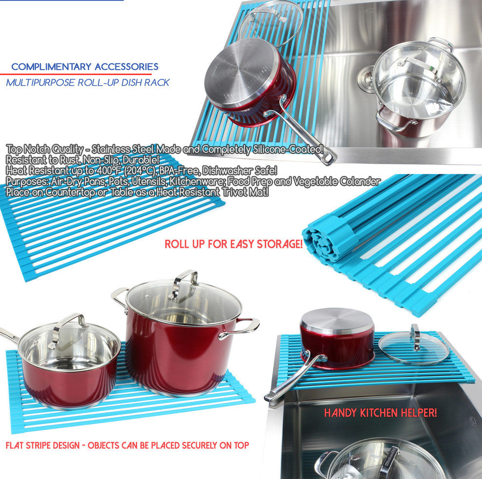 25" 16 Gauge Topmount Single Bowl Stainless Steel Sink Package