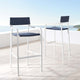 Bar Side Stool Chair, Set of 2, Aluminum, Metal, White Blue Navy, Outdoor