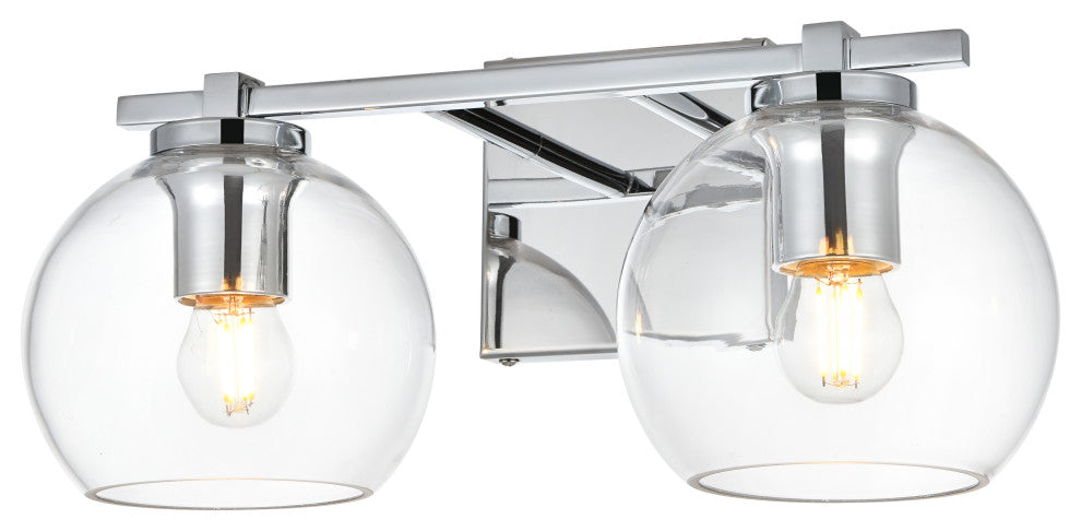 2 Light Chrome And Clear Bath Sconce
