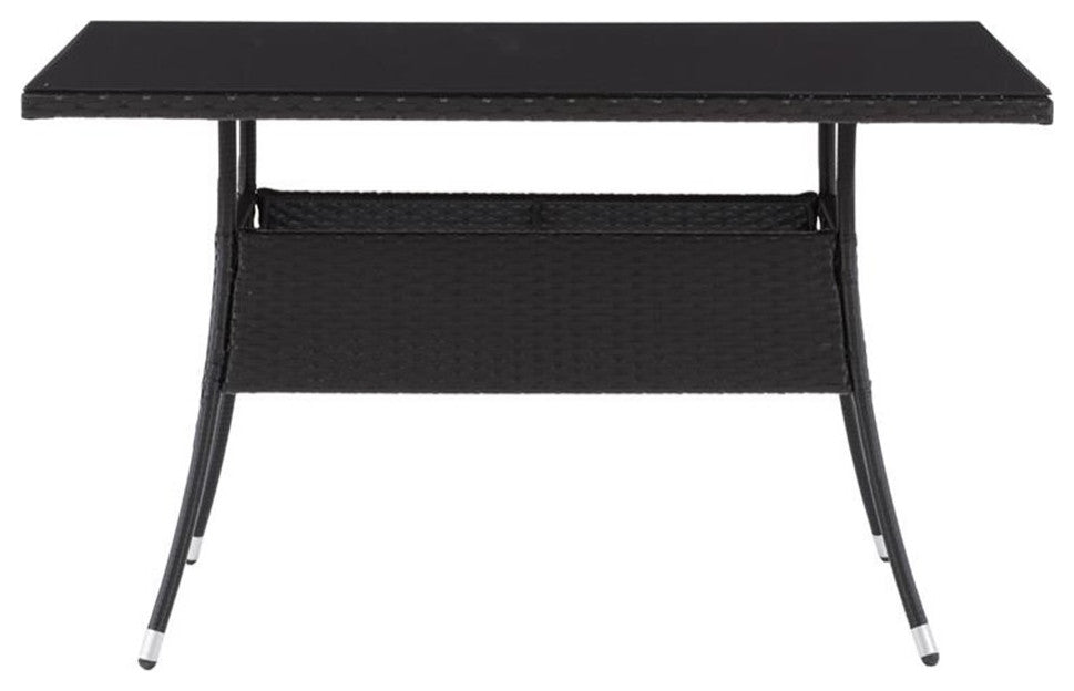 Afuera Living Patio Rectangular Dining Table in Black Resin Rattan Wicker