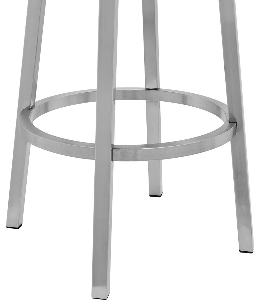 Rochester Swivel Metal and Gray Faux Leather Bar and Counter Stool