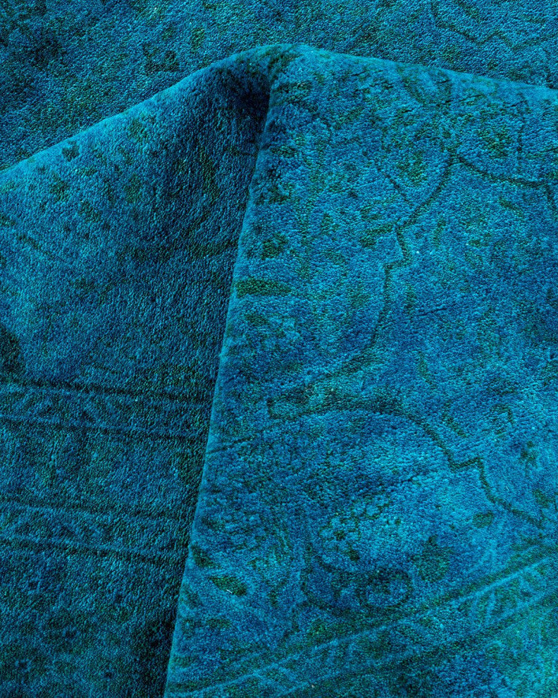 Overdyed, One-of-a-Kind Hand-Knotted Area Rug Blue, 6'1"x8'10"