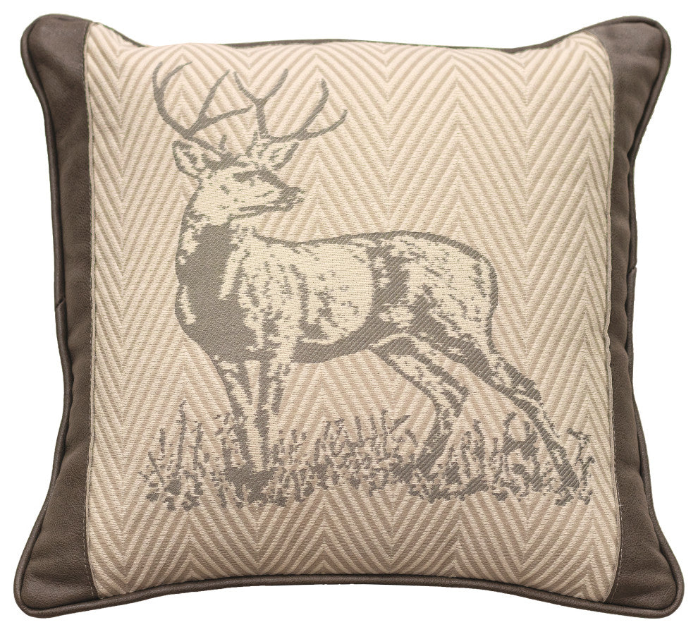 Fabric/Leather Pillow 18x18-Fabric Back