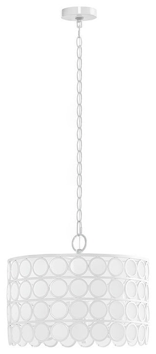 Hampton Hill Abbot 4-Light Glass Drum Shaped Chandelier, White