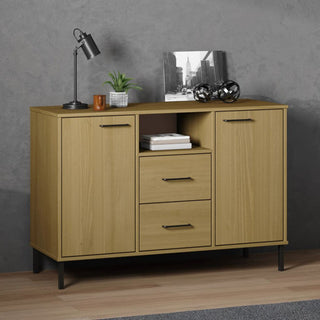 vidaXL Sideboard Buffet Console Cabinet with Metal Legs Brown Solid Wood OSLO