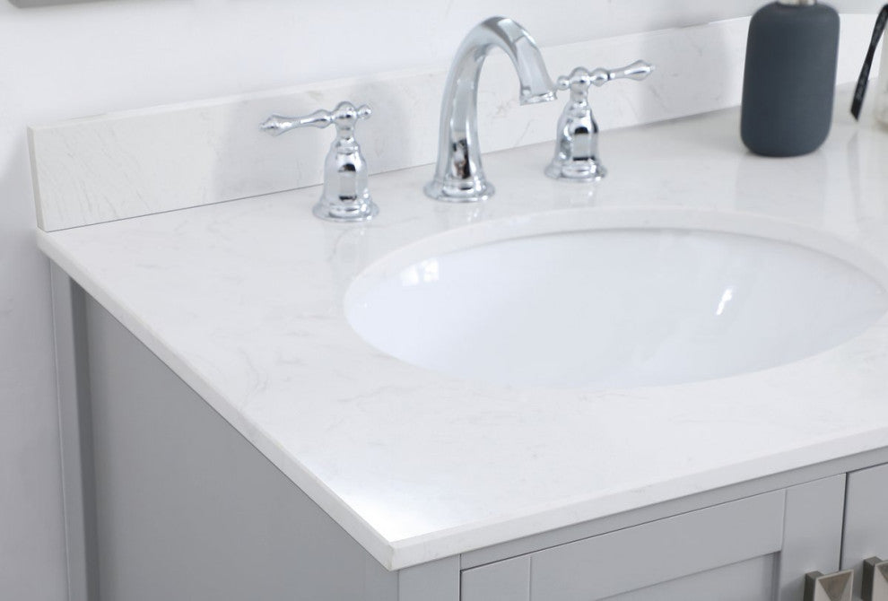 Iris 36" Single Bathroom Vanity, Gray With Backsplash