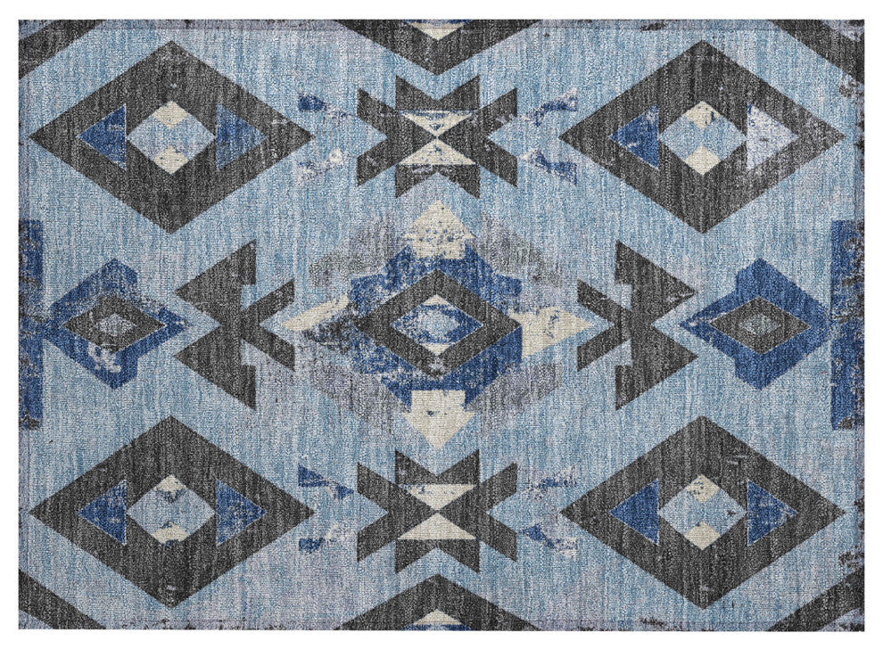 Machine Washable Indoor/Outdoor Chantille ACN1882 Blue 1'8" x 2'6" Rug