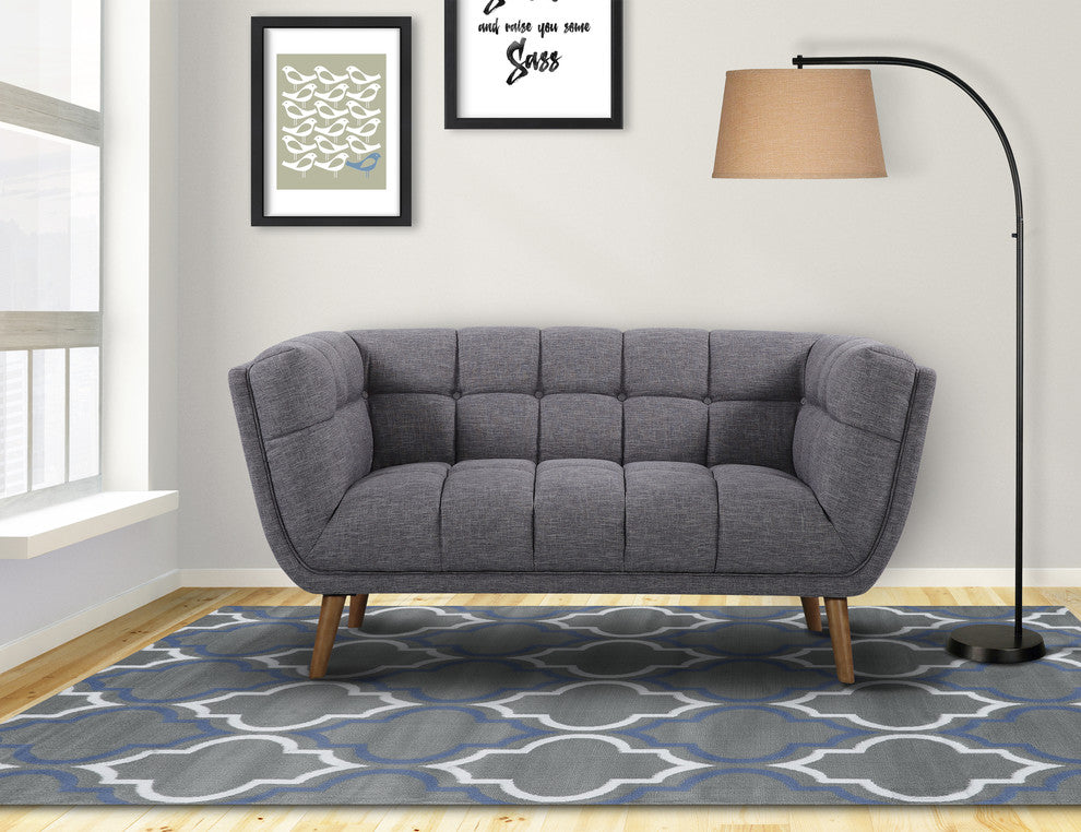 Phantom Mid-Century Modern Loveseat, Walnut, Dark Gray