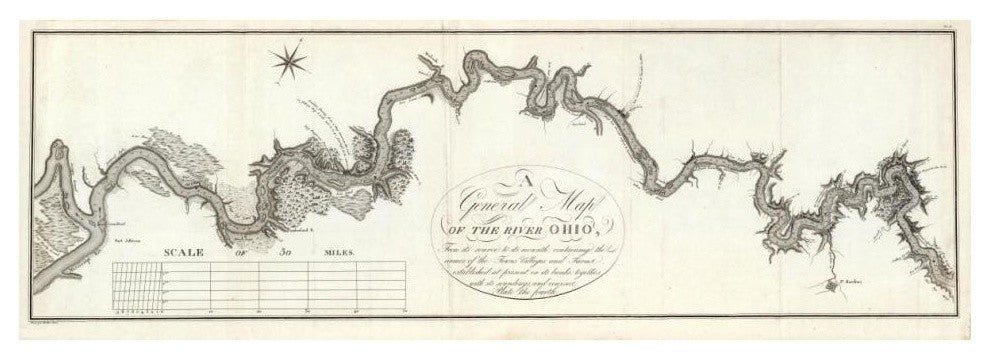 "A General Map of The River Ohio, 1796" Paper Art, 42"x15"