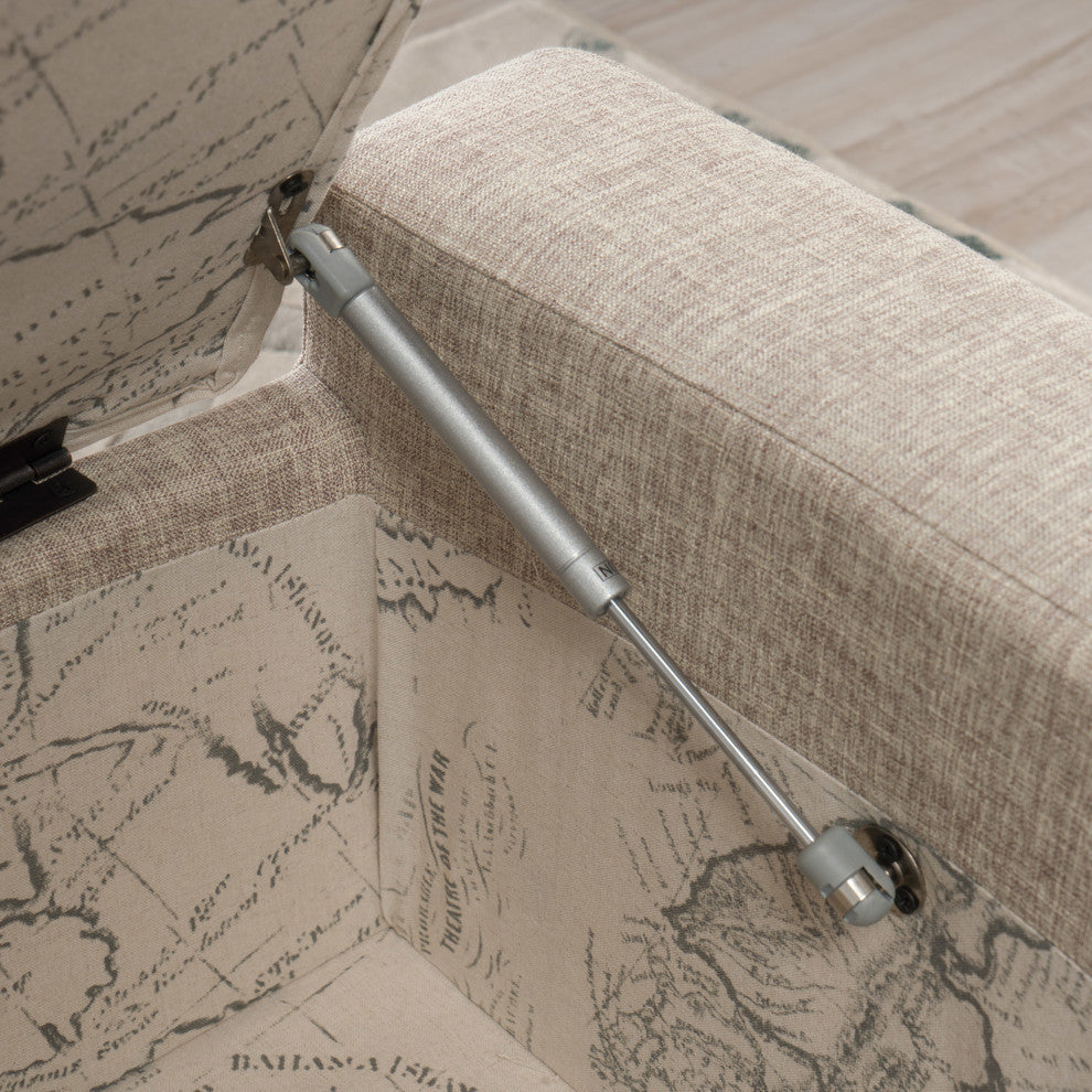 GDF Studio Espana Wheat Fabric Storage Ottoman With Studs