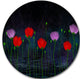 Rain And Flowers With Buds And Drops, Floral Art Disc Metal Art, 11"
