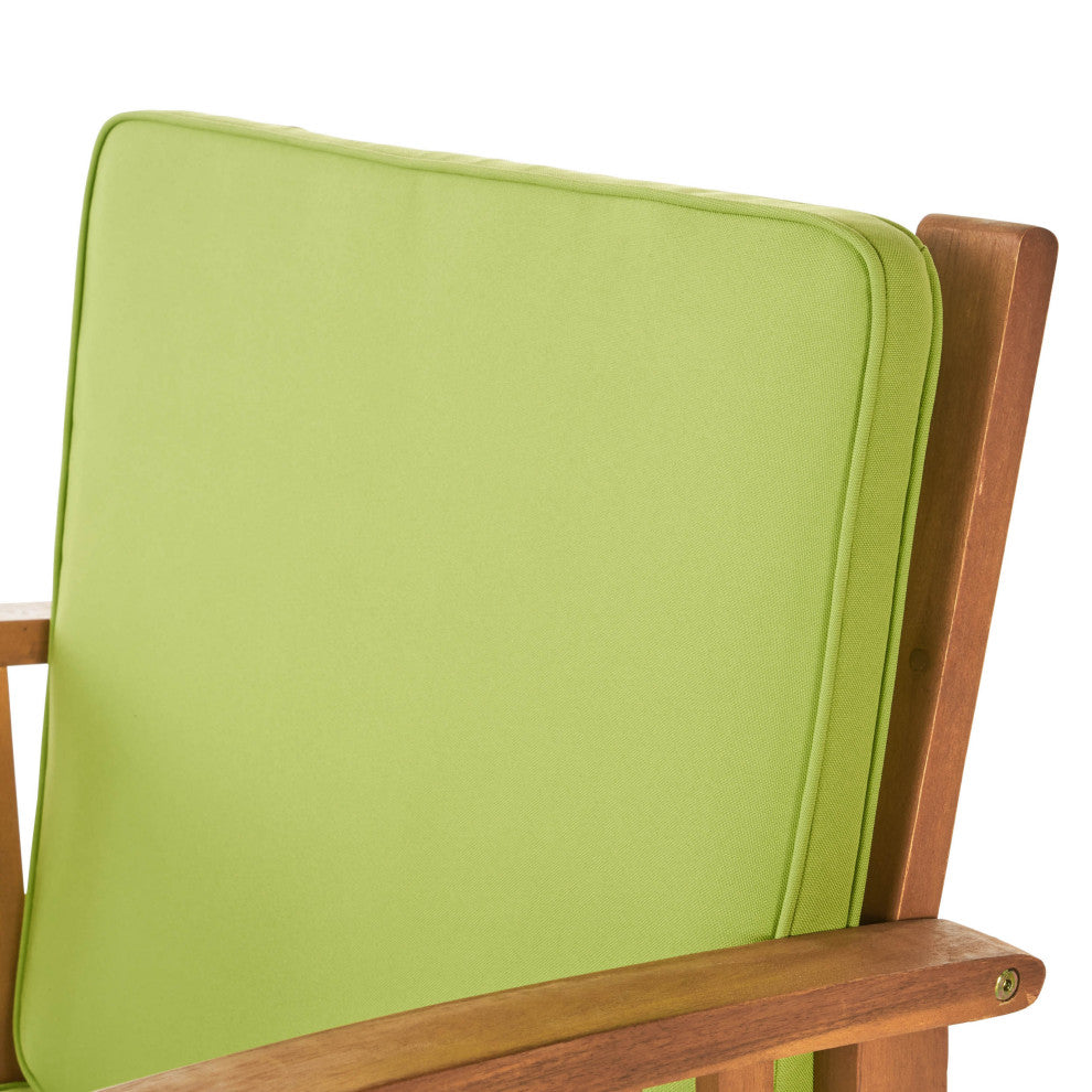 GDF Studio 4-Piece Caresta Outdoor Acacia and Light Green Cushions Sofa Set