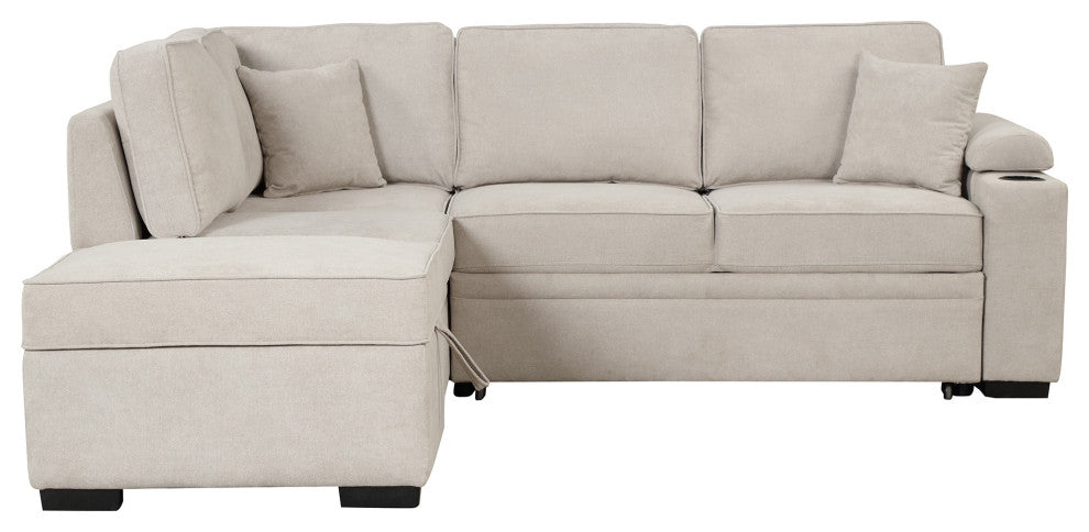 Gewnee 87.4" Sleeper Sofa Bed, 2, 1 Pull Out Sofa Bed L Shape Couch