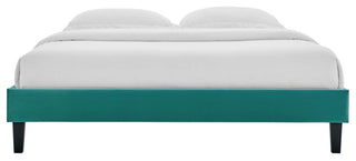 Reign Full Performance Velvet Platform Bed Frame-Teal