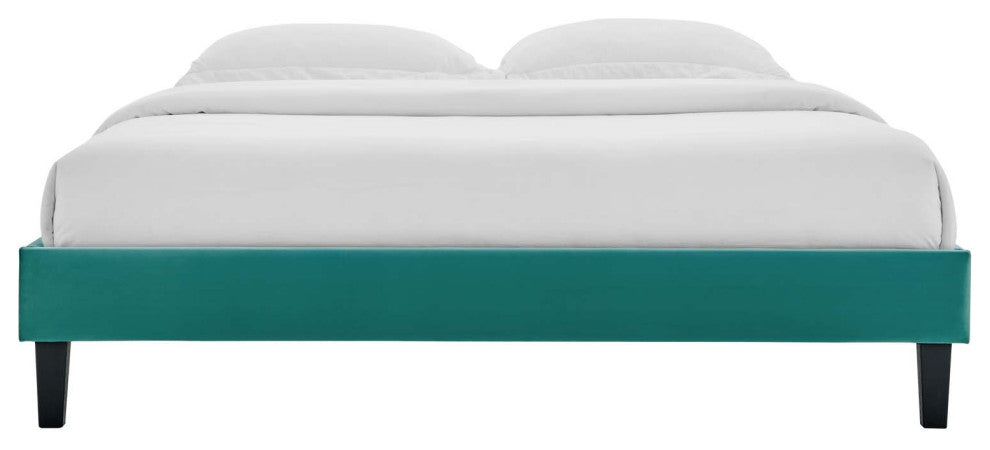 Reign Full Performance Velvet Platform Bed Frame-Teal