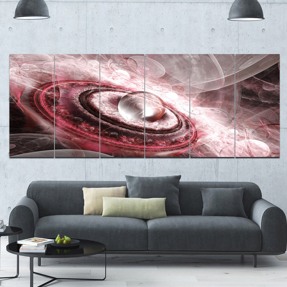 Crystal Rotating Flying Saucer, Floral Canvas Art Print, 70"x28", 6 Panels
