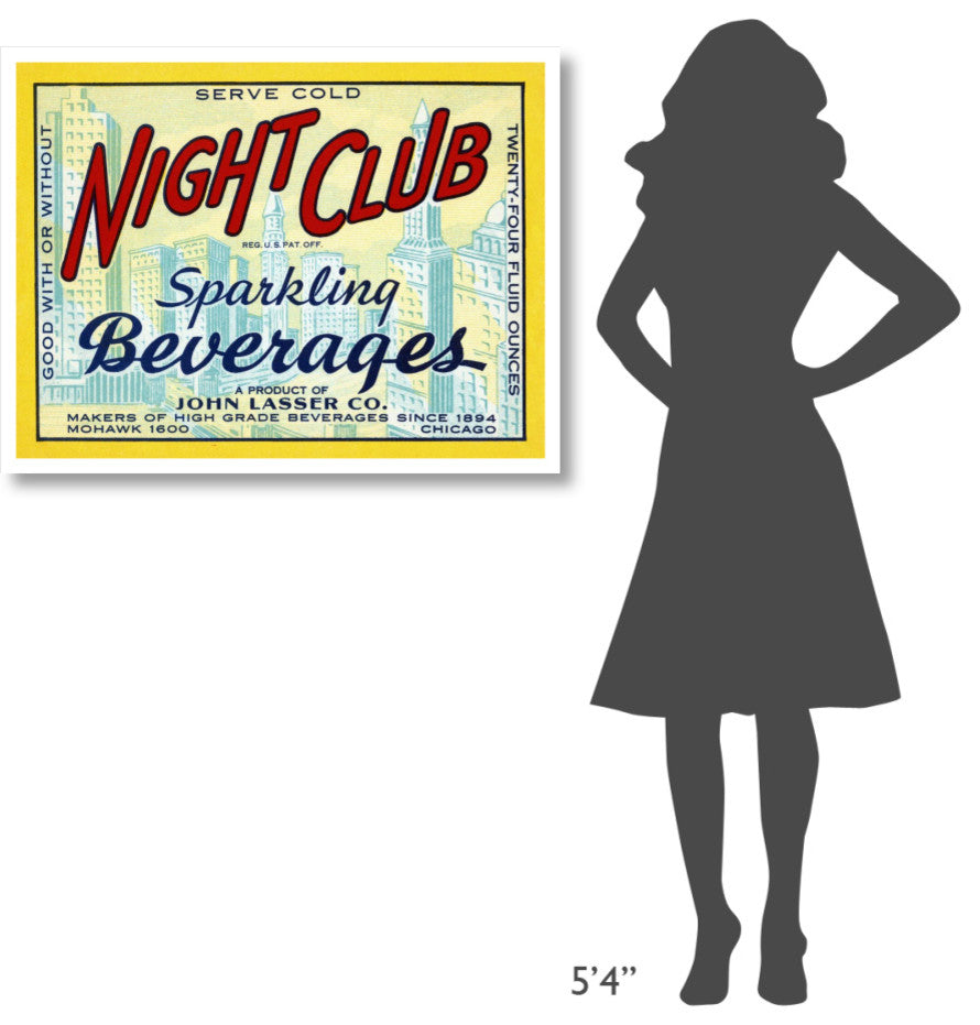 "Night Club Sparkling Beverage" Paper Print by Vintage Booze Labels, 38"x29"