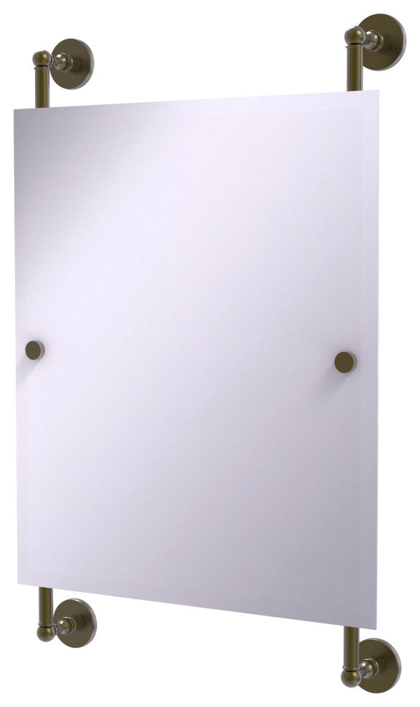 Prestige Skyline Rectangular Frameless Rail Mounted Mirror, Antique Brass