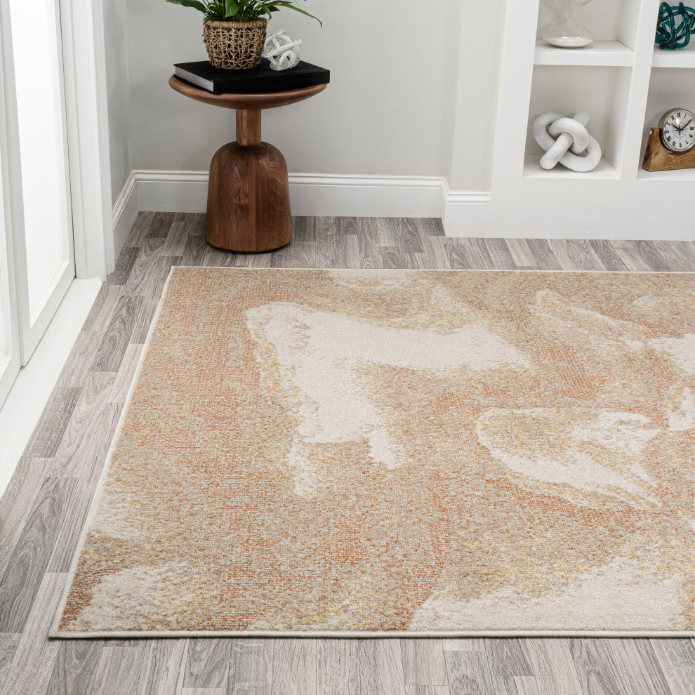 Petalo Abstract Two-Tone Modern Orange/Beige/Cream 5 ft. x 8 ft. Area Rug