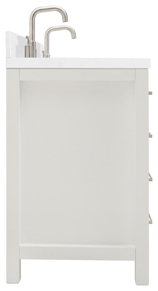 Ariel Bristol 72" Double Oval Sink Bathroom Vanity, Carrara Quartz