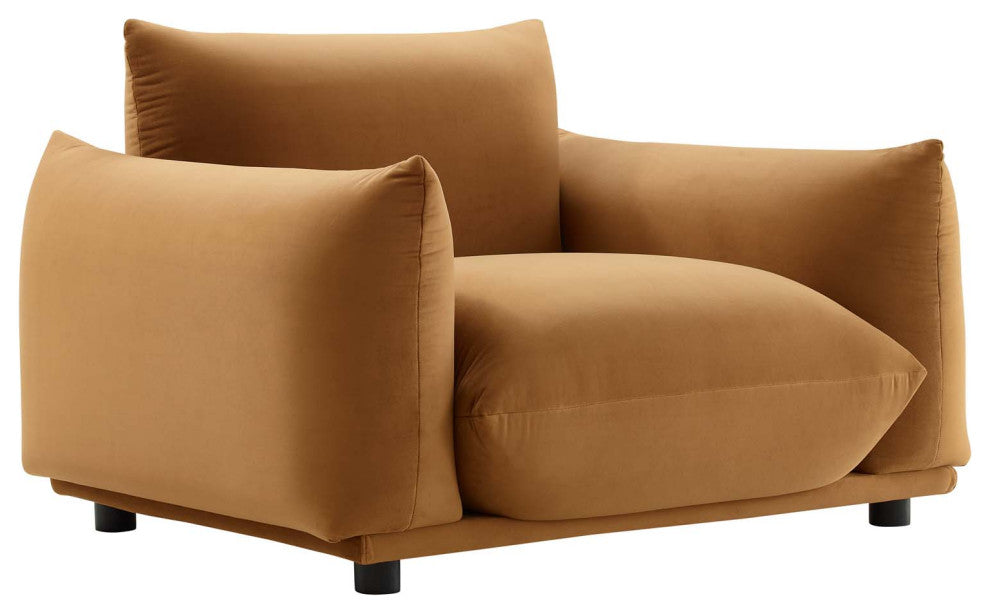 Copious Performance Velvet Armchair Cognac