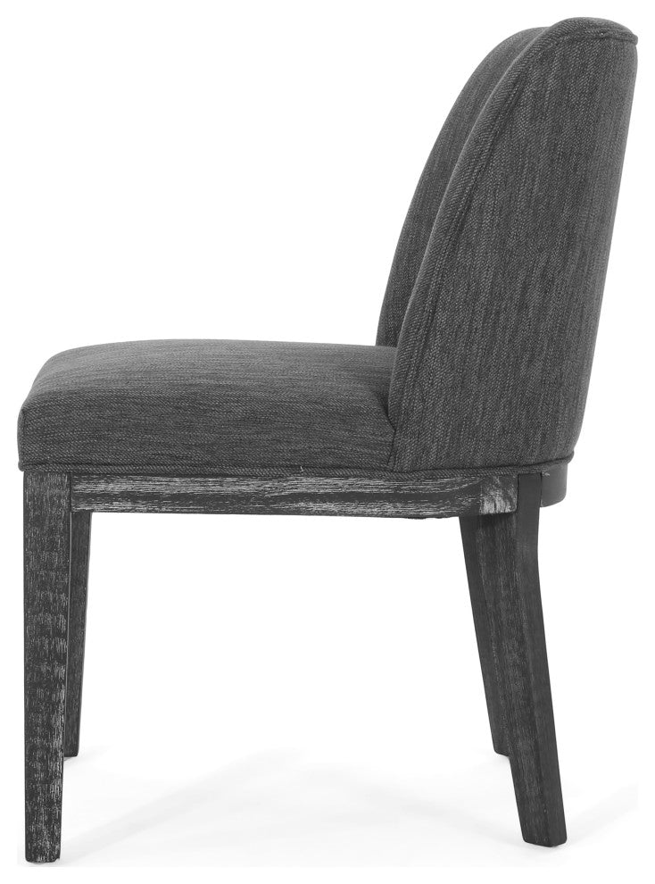 Boise Contemporary Fabric Upholstered Wood Dining Chairs, Set of 2, Charcoal/Weathered Gray