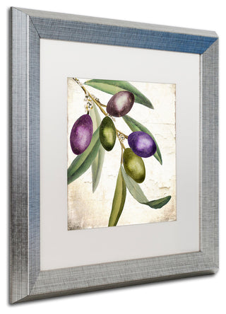 Color Bakery 'Olive Branch I' Matted Framed Art, Silver Frame, White Mat, 16x16