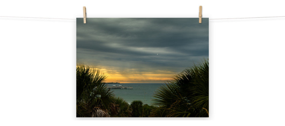Cloudy Rainy Sunset De Soto Beach Unframed Landscape Photo Wall Art Print, 18" X 24"
