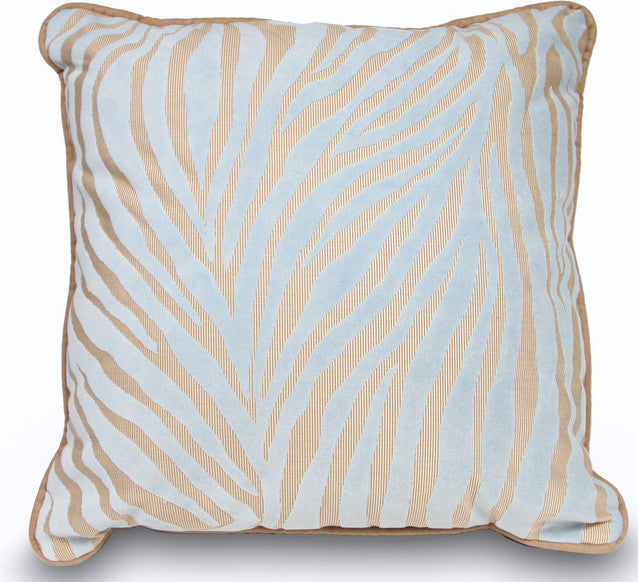 Mozambique Accent Pillow, Blue and Tan, Black/Tan, 16"x16"