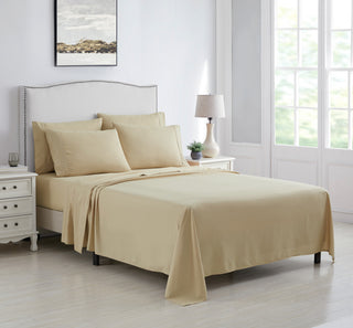Kathy Ireland 6 Piece Brushed Microfiber Sheet Set, Beige, Twin