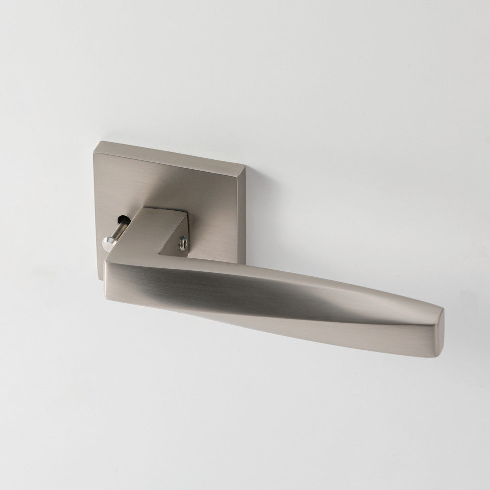 Modern Heavy Duty Designer Interior Door Lever - Convex Collection, Satin Nickel, Passage Right Hand