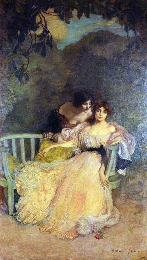 Edmond Francois Aman-Jean La Confidence, 15"x30" Gallery Wrapped Canvas Print