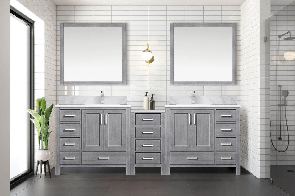 Lexora Coraline Double Bath Vanity Distressed Gray 92 With Countertop & Mirror